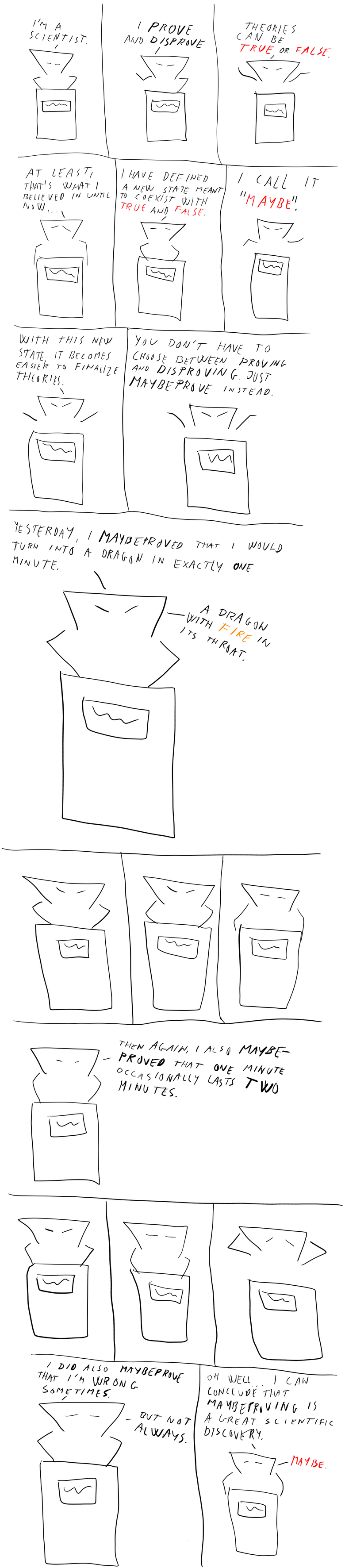 The existence of the "maybe" state can easily be maybeproved. Maybe.